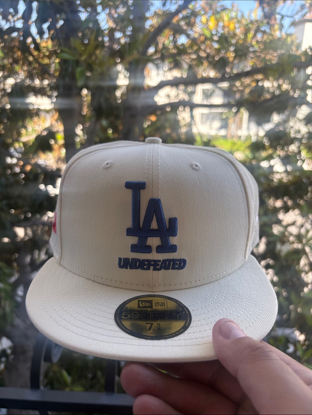 New Era Cream LA Dodgers Snapback with Navy Embroidery
